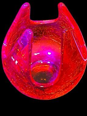 Viking Art Glass Epic Crackle Patio Light Persimmon UV Cadmium Glow MCM Vintage